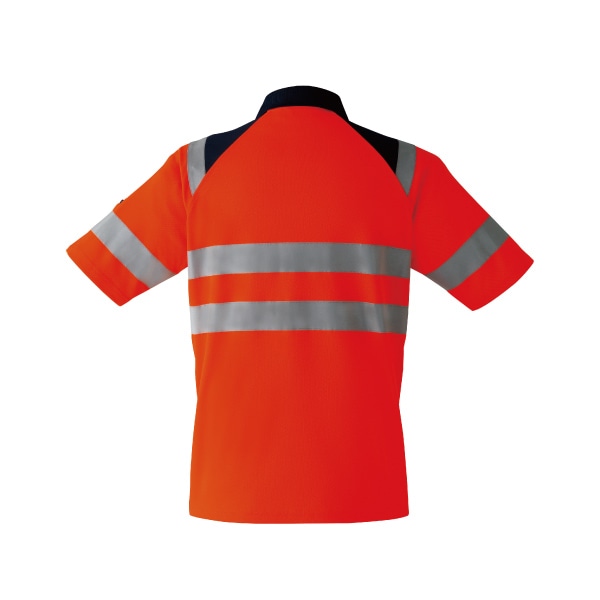 アゼアスネット AZ-E784 高視認半袖ポロシャツ 蛍光オレンジレッド 5L: 高視認性防護服-アゼアス株式会社